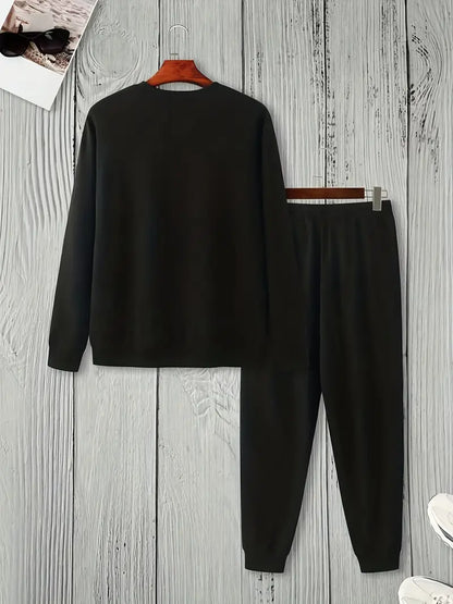 Fifth Avenue Mens Sweatshirt and Pants Set FAWMSPS31 - Black Black