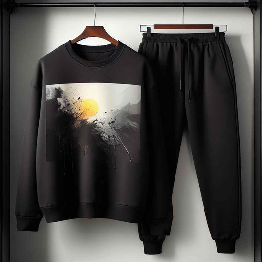 Fifth Avenue Mens Sweatshirt and Pants Set FAWMSPS47 - Black Black