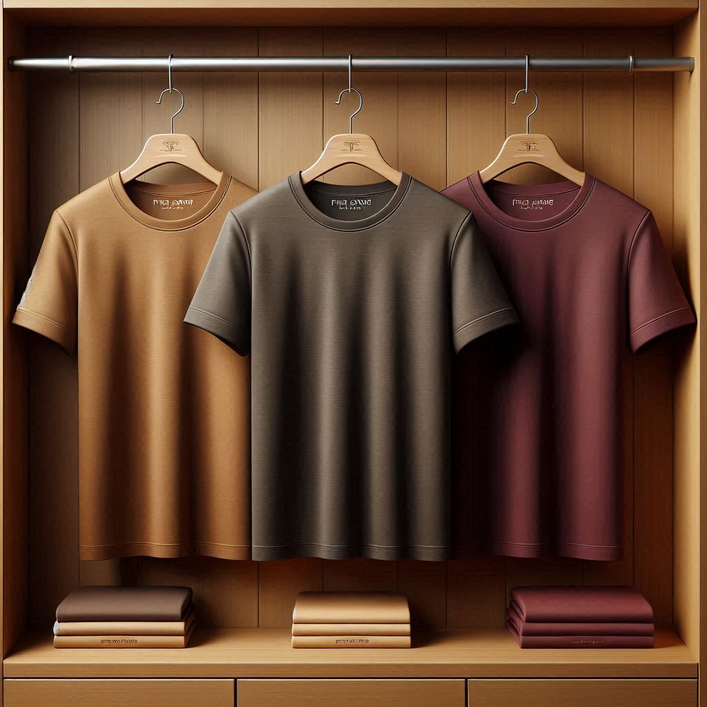 Fifth Avenue Pack of 3 Mens Plain Brown Charcoal Maroon T-Shirts FAMTSB12