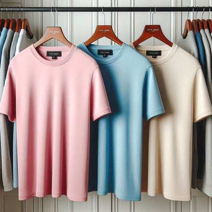 Fifth Avenue Pack of 3 Mens Plain LBlue Pink Cream T-Shirts FAMTSB11