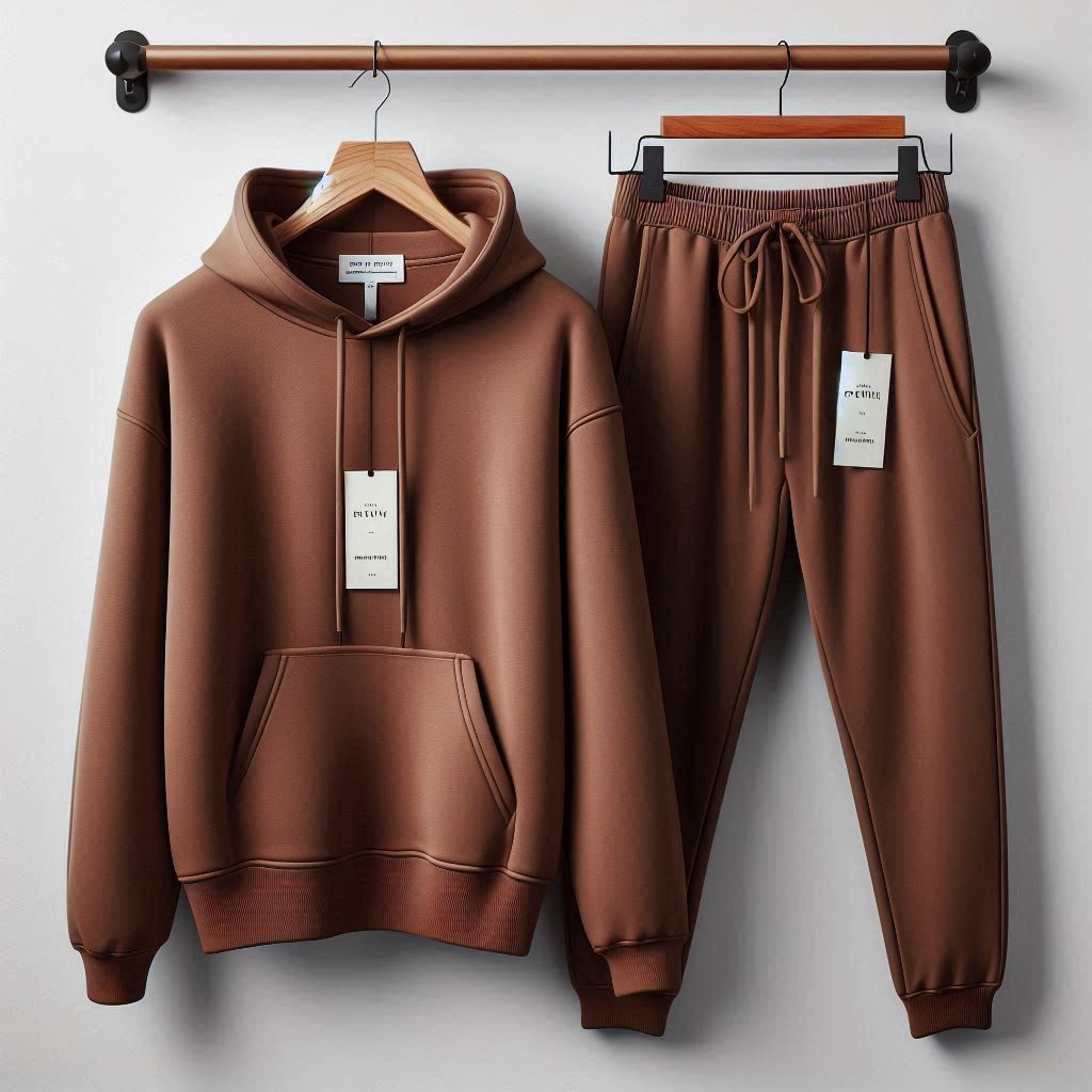 Fifth Avenue Womens Plain Hoodie and Pants Set FAWPHPS1 - Brown Brown