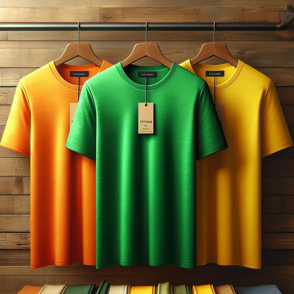 Fifth Avenue Pack of 3 Mens Plain Yellow Orange Green T-Shirts FAMTSB13