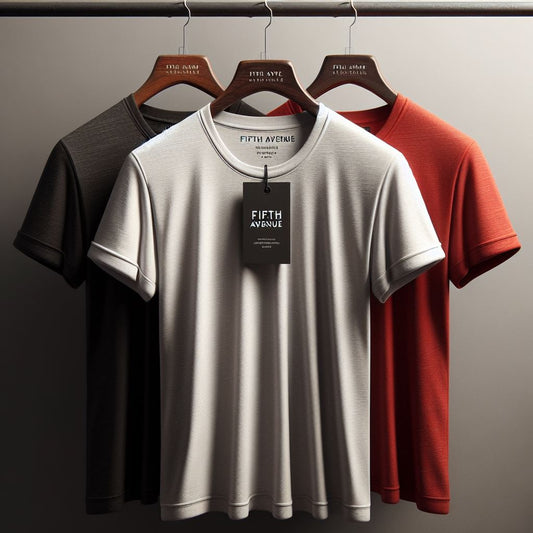 Fifth Avenue Pack of 3 Mens Plain White Red Black T-Shirts FAMTSB3