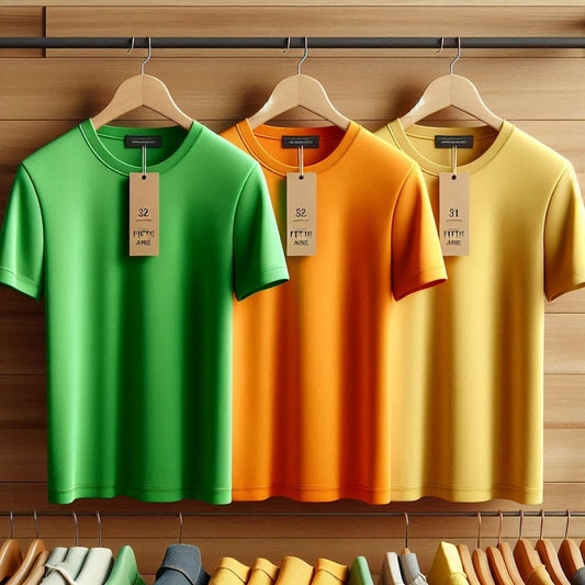 Fifth Avenue Pack of 3 Mens Plain Light Green Orange Yellow T-Shirts FAMTSB37