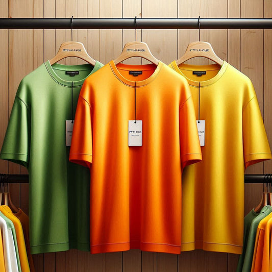 Fifth Avenue Pack of 3 Mens Plain Light Green Orange Yellow Oversized Drop Shoulder T-Shirts FAMTSB38