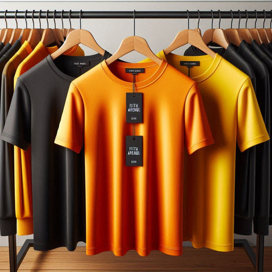 Fifth Avenue Pack of 3 Mens Plain Black Orange Yellow T-Shirts FAMTSB43