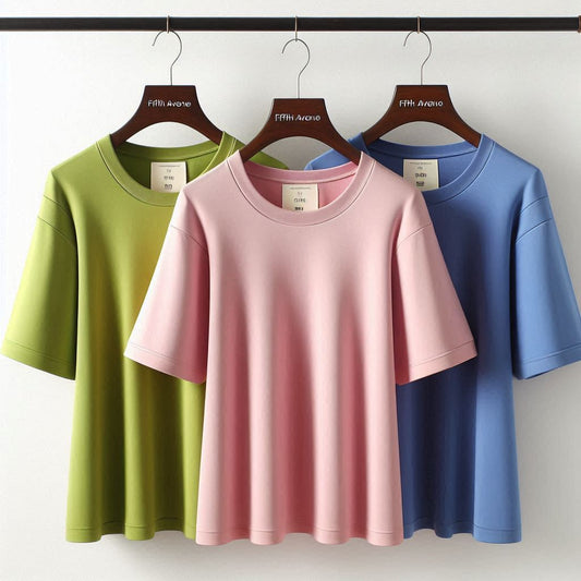 Fifth Avenue Pack of 3 Womens Plain Boyfriend Royal Blue Pink Green T-Shirts FAWNBTS9