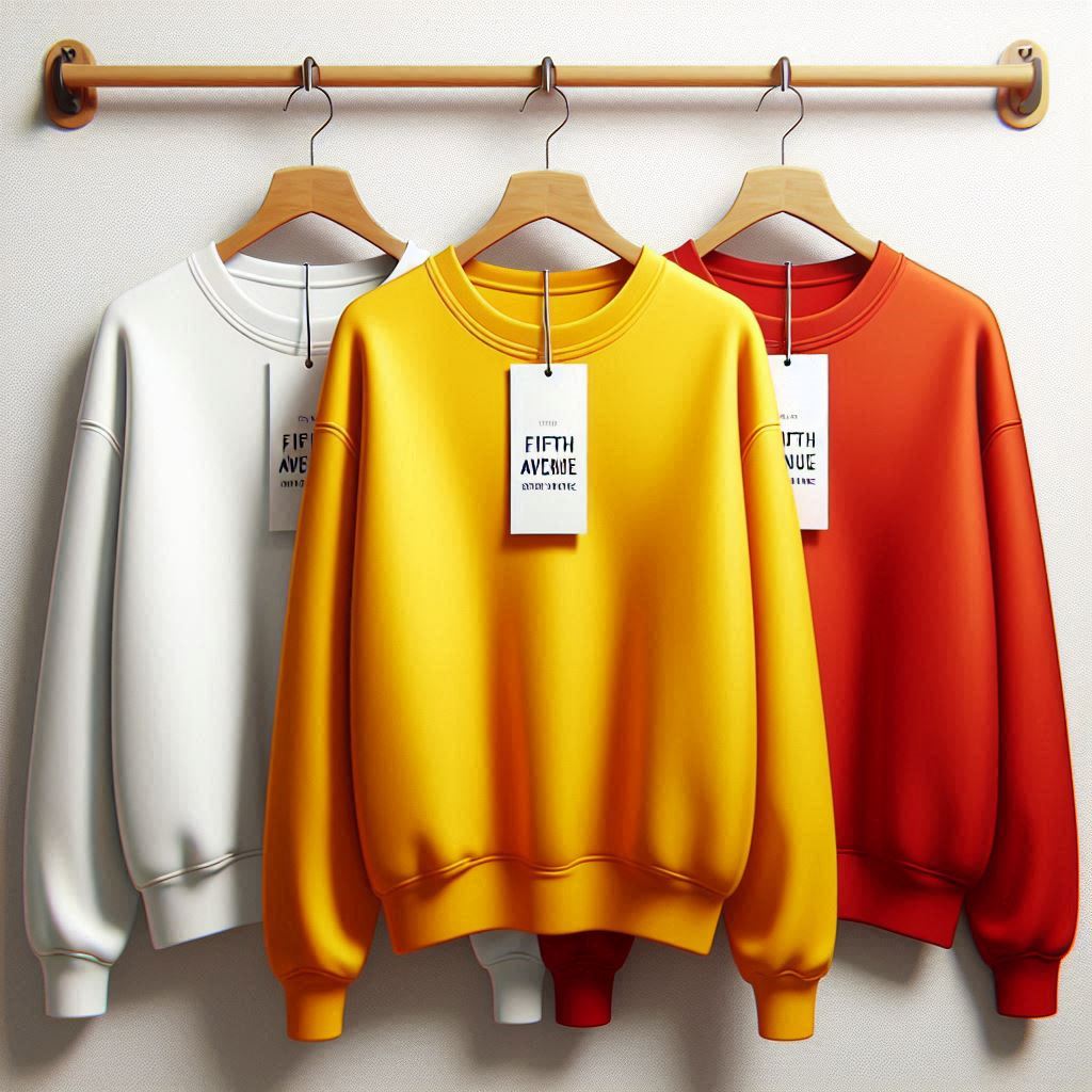 Fifth Avenue Pack of 3 Mens Plain Yellow Red White Sweatshirts FAMSSP3