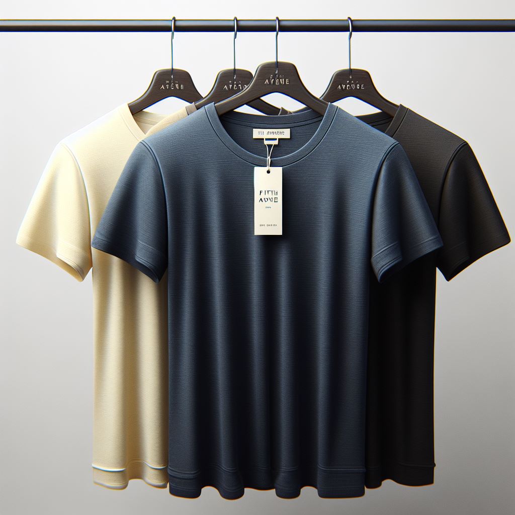 Fifth Avenue Pack of 3 Mens Plain Cream, Black, NBlue T-Shirts FAMTSB2