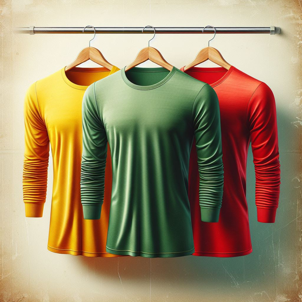 Fifth Avenue Pack of 3 Mens Full Sleeve Yellow Red Green T-Shirts FAMTSB9