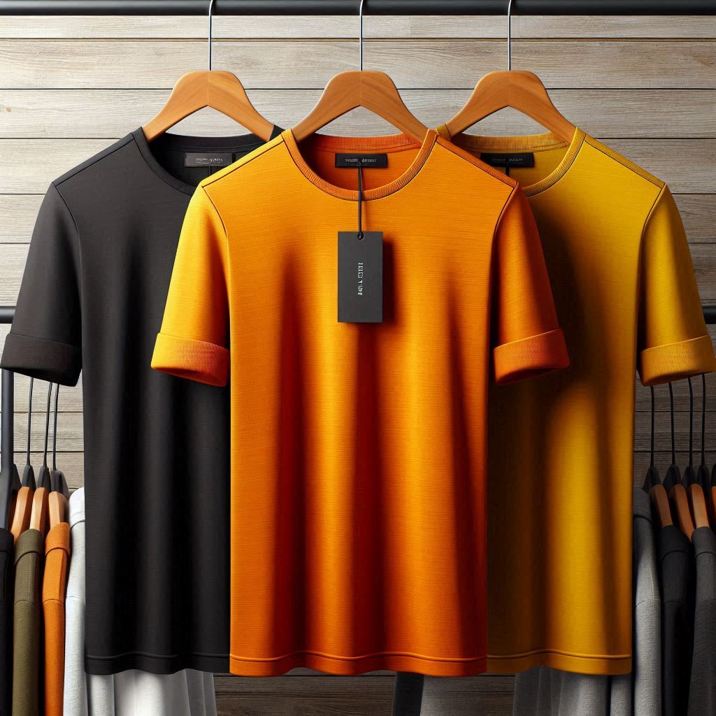 Fifth Avenue Pack of 3 Mens Plain Orange Black Yellow T-Shirts FAMTSB24