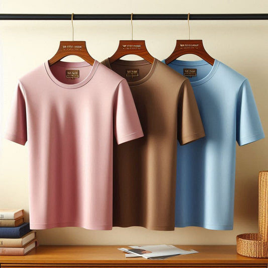 Fifth Avenue Pack of 3 Womens Plain Boyfriend Brown Pink Light Blue T-Shirts FAWNBTS18