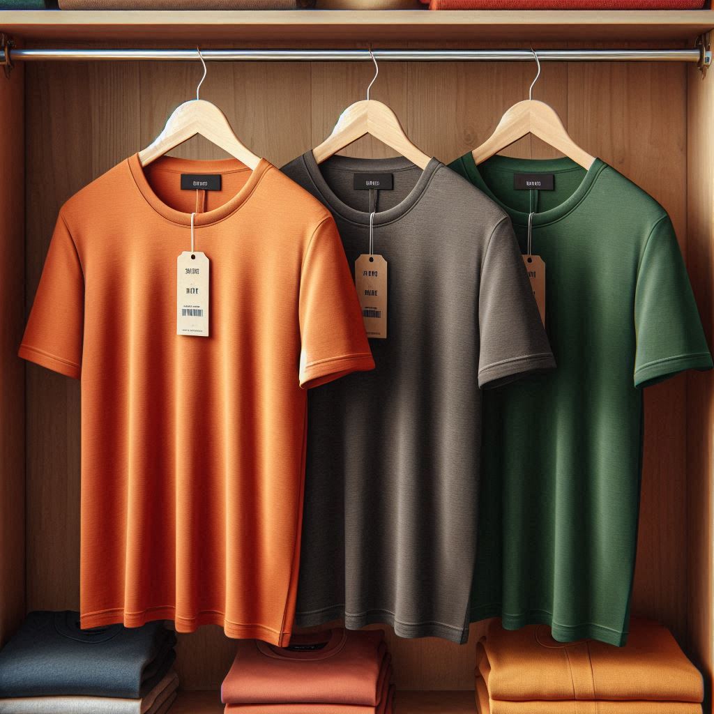 Fifth Avenue Pack of 3 Mens Plain Charcoal Orange Green T-Shirts FAMTSB44