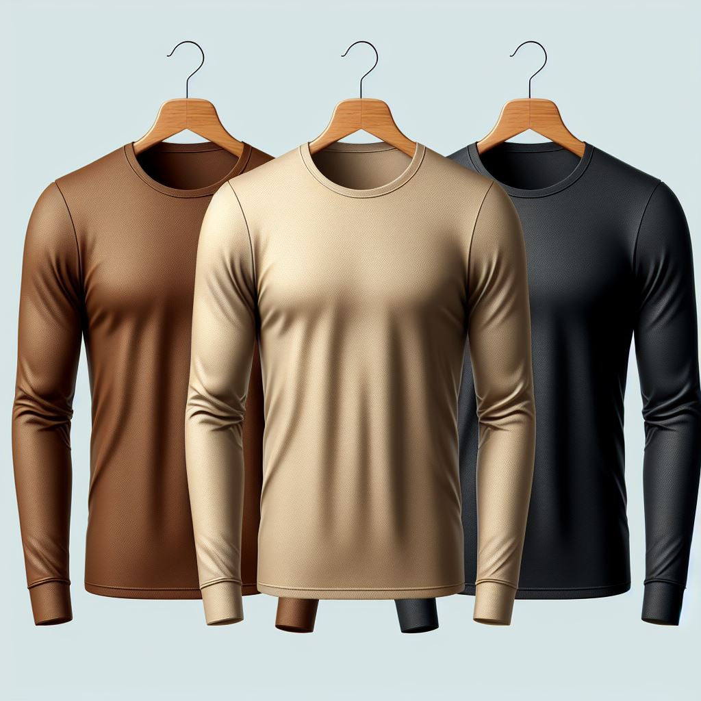 Fifth Avenue Pack of 3 Mens Full Sleeve Black Cream Brown T-Shirts FAMTSB7