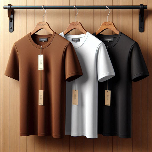 Fifth Avenue Pack of 3 Mens Plain Brown Black White T-Shirts FAMTSB20