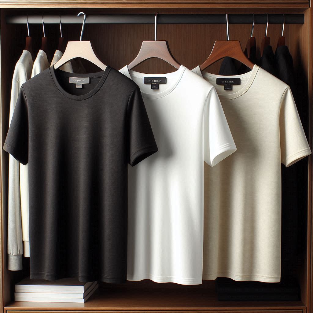 Fifth Avenue Pack of 3 Mens Plain Cream Black White T-Shirts FAMTSB22