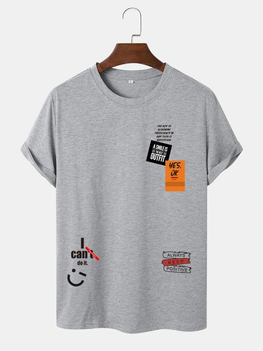 Fifth Avenue Stickers Printed MIFT212 T-Shirt - Grey