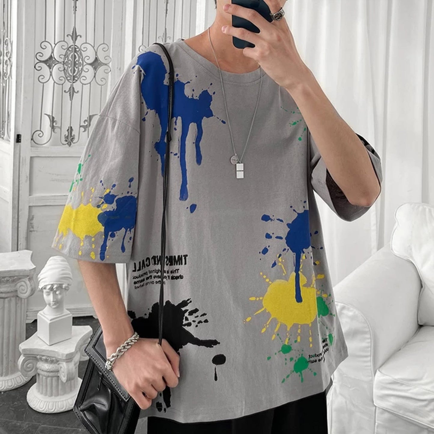 Fifth Avenue Paint Splatter Printed MIFT153 T-Shirt - Grey