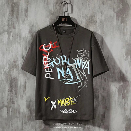 Fifth Avenue Graffiti Printed MIFT175 T-Shirt - Charcoal