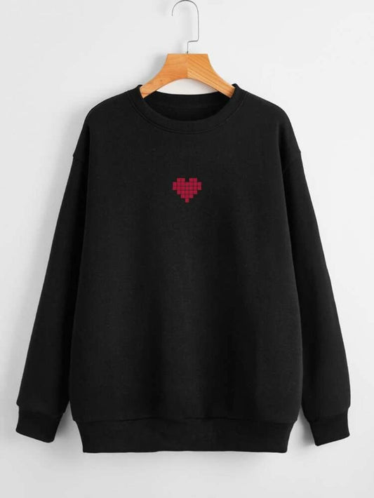 Fifth Avenue DIFT237 Heart Printed Sweatshirt - Black