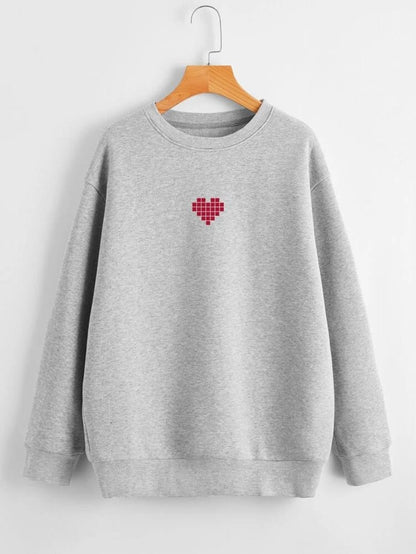 Fifth Avenue DIFT237 Heart Printed Sweatshirt - Grey