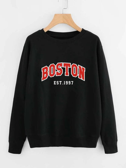 Fifth Avenue DIFT246 Boston Printed Sweatshirt - Black