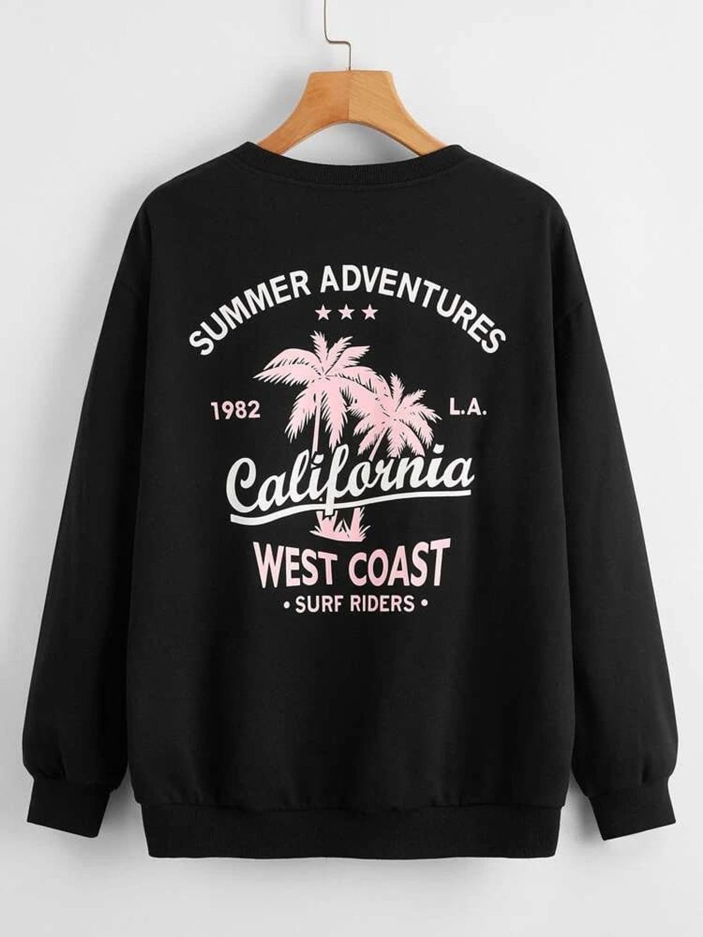 Fifth Avenue DIFT245 Front Back California Printed Sweatshirt - Black