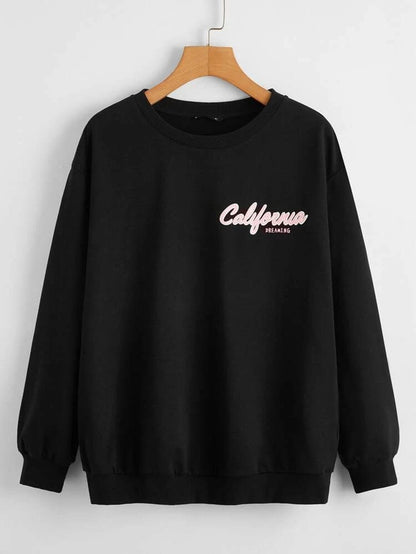 Fifth Avenue DIFT245 Front Back California Printed Sweatshirt - Black