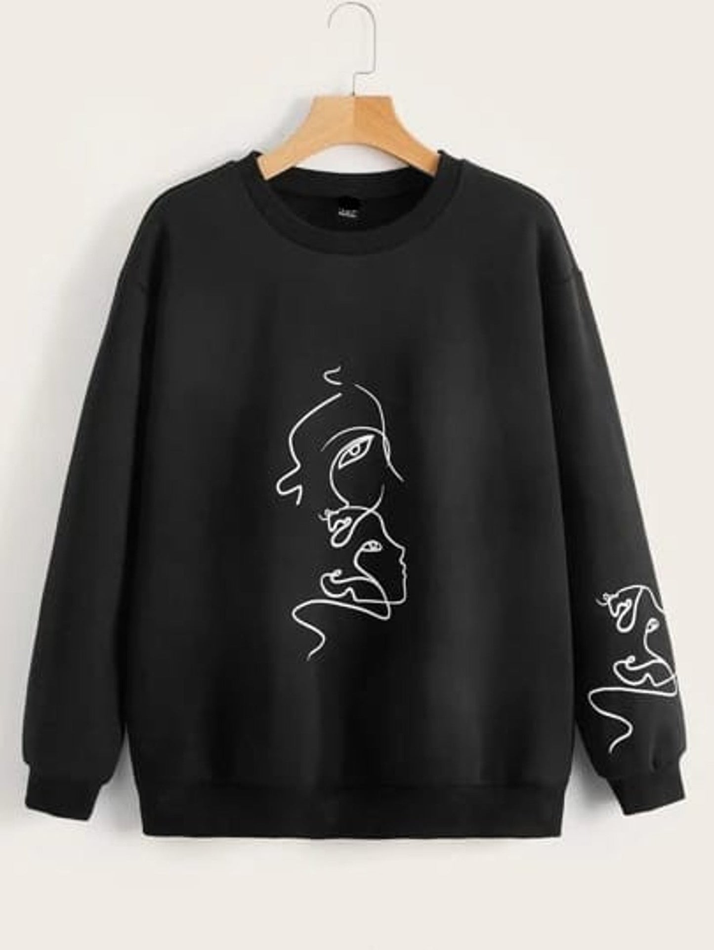 Fifth Avenue DIFT298 Figure Printed Sweatshirt - Black