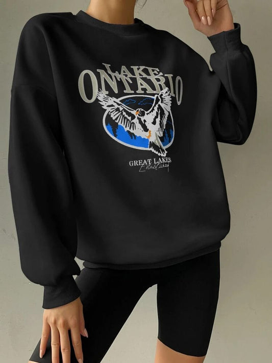 Fifth Avenue DIFT306 Lake Ontario Printed Sweatshirt - Black