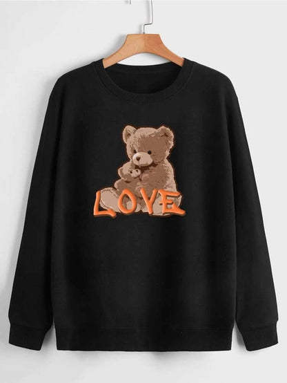 Fifth Avenue DIFT315 Love Bear Printed Sweatshirt - Black