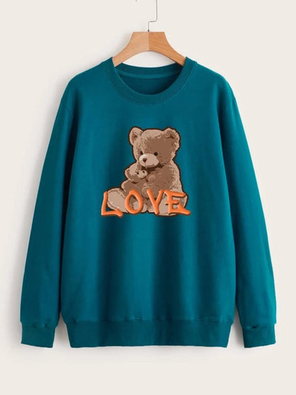 Fifth Avenue DIFT315 Love Bear Printed Sweatshirt - Teal