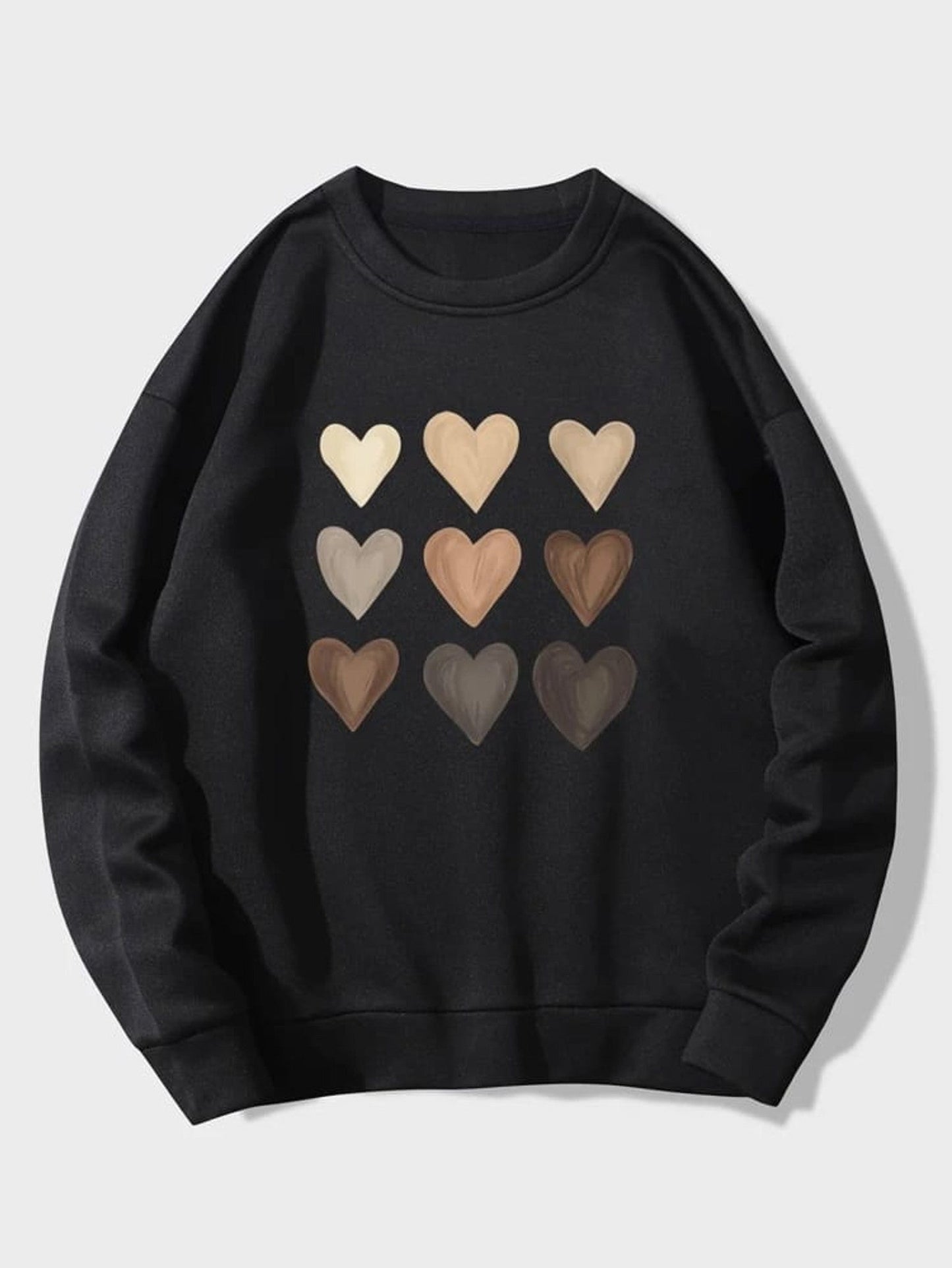 Fifth Avenue DIFT318 Hearts Printed Sweatshirt - Black