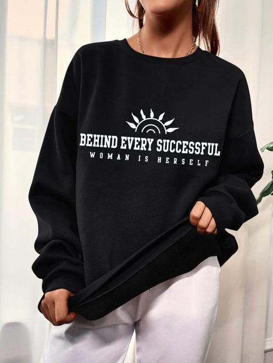 Fifth Avenue DIFT323 Behind Successful Printed Sweatshirt - Black