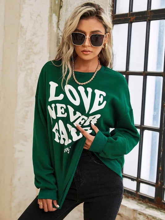 Fifth Avenue DIFT329 Love Printed Sweatshirt - Green