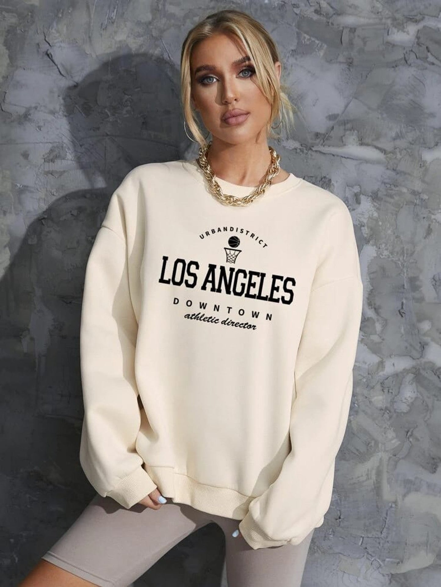 Fifth Avenue DIFT342 Los Angeles Printed Sweatshirt - Cream