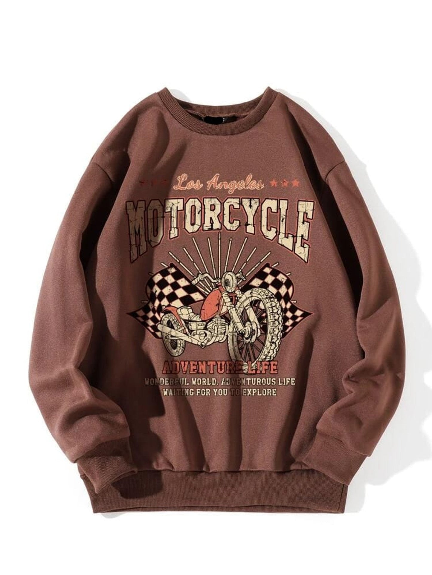 Fifth Avenue DIFT343 Motor Cycle Printed Sweatshirt - Brown