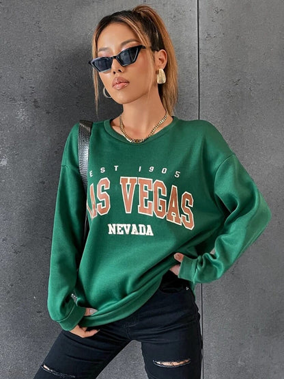 Fifth Avenue DIFT348 Las Vegas Printed Sweatshirt - Green