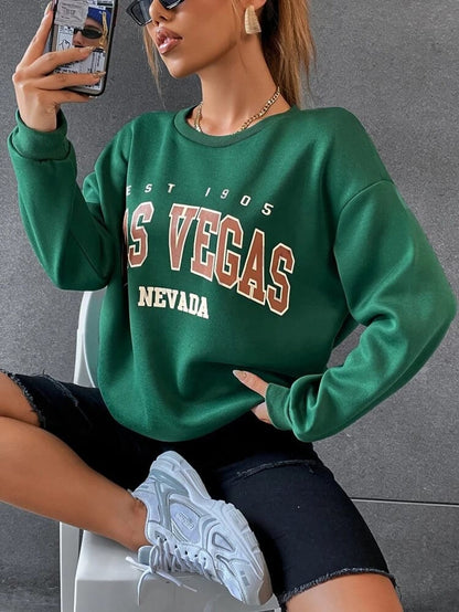 Fifth Avenue DIFT348 Las Vegas Printed Sweatshirt - Green