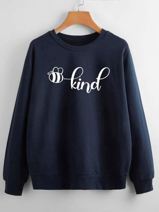 Fifth Avenue DIFT349 Bee Kind Printed Sweatshirt - Navy Blue