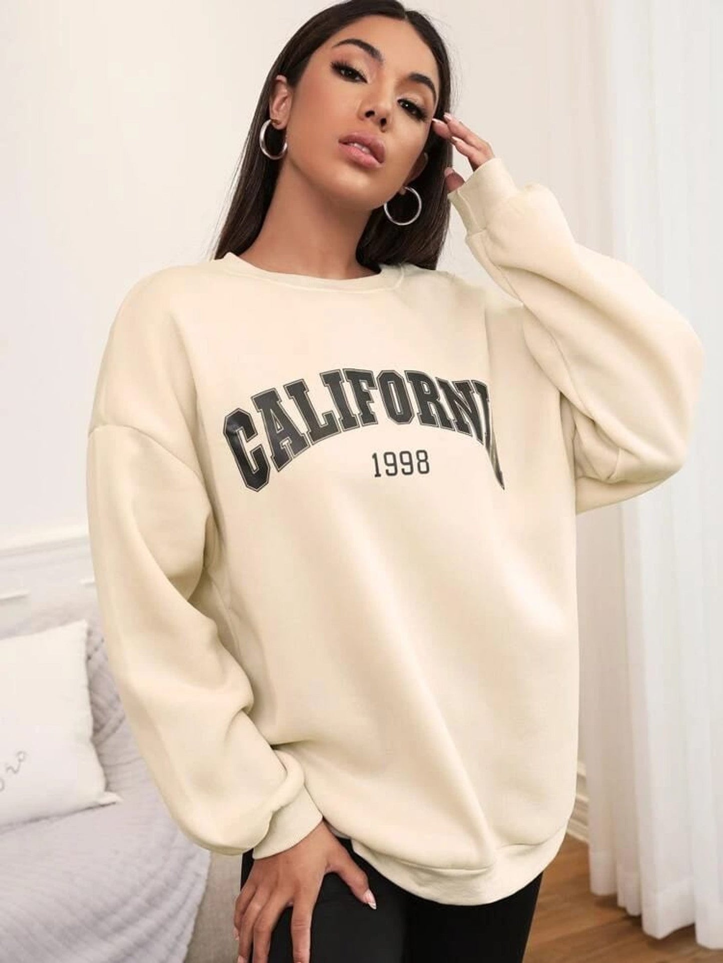 Fifth Avenue DIFT367 California Printed Sweatshirt - Cream