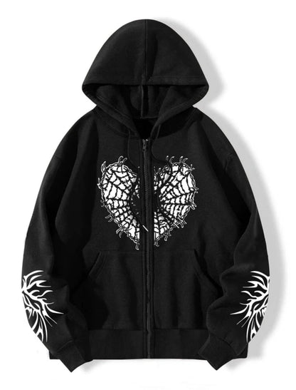 Fifth Avenue Mens Printed Zip Hoodie FAMPZH2 - Black