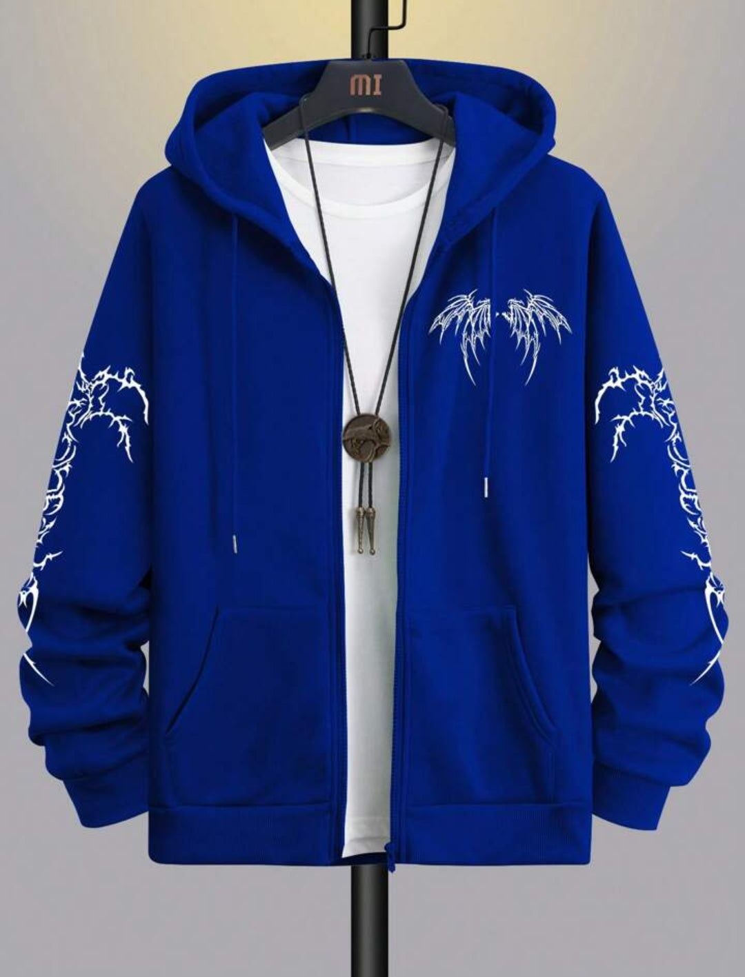 Fifth Avenue Mens Printed Zip Hoodie FAMPZH3 - Royal Blue