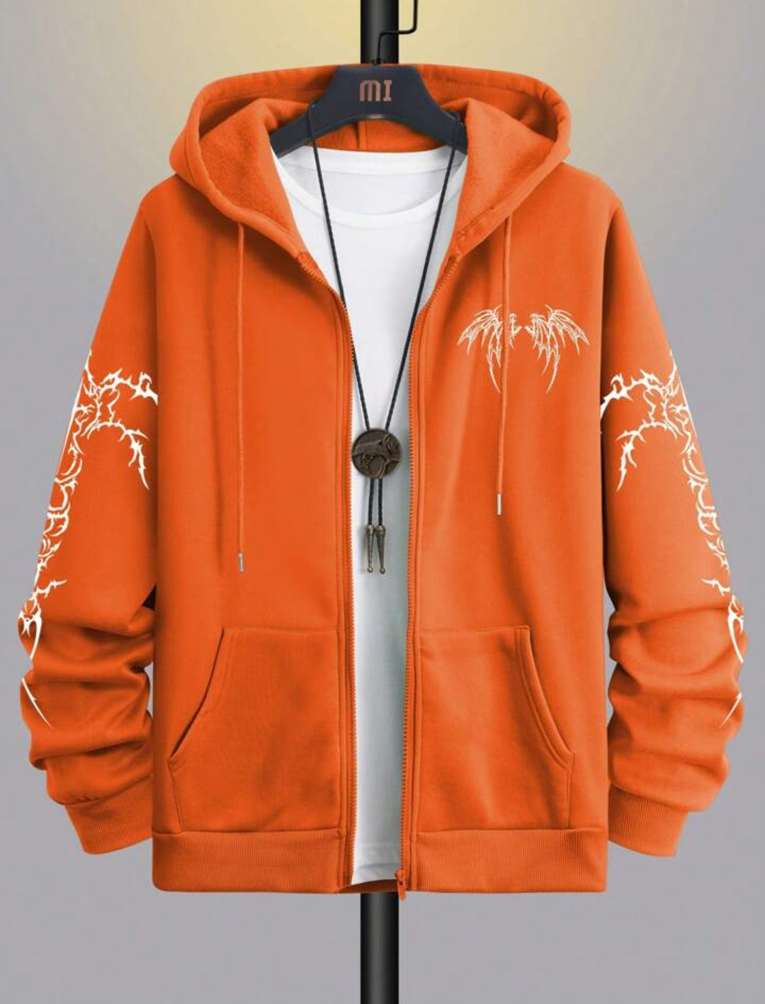 Fifth Avenue Mens Printed Zip Hoodie FAMPZH3 - Orange