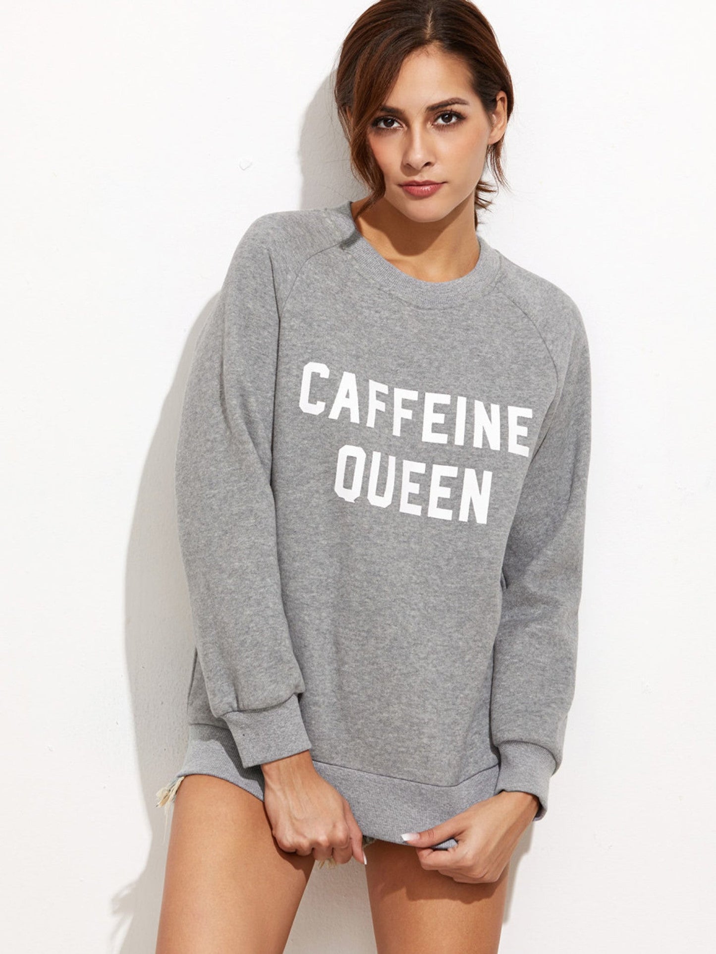 Fifth Avenue Caffeine Queen Printed Sweatshirt - Heather Grey