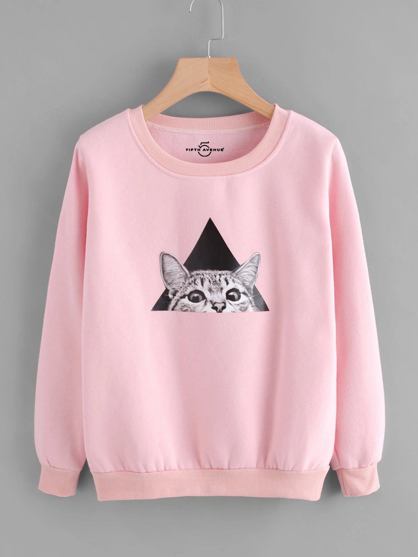 Fifth Avenue Cat Triangle Printed Sweatshirt - Pink