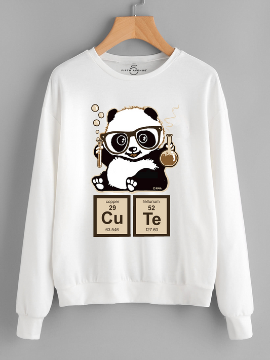 Fifth Avenue Cute Panda Printed Sweatshirt - White