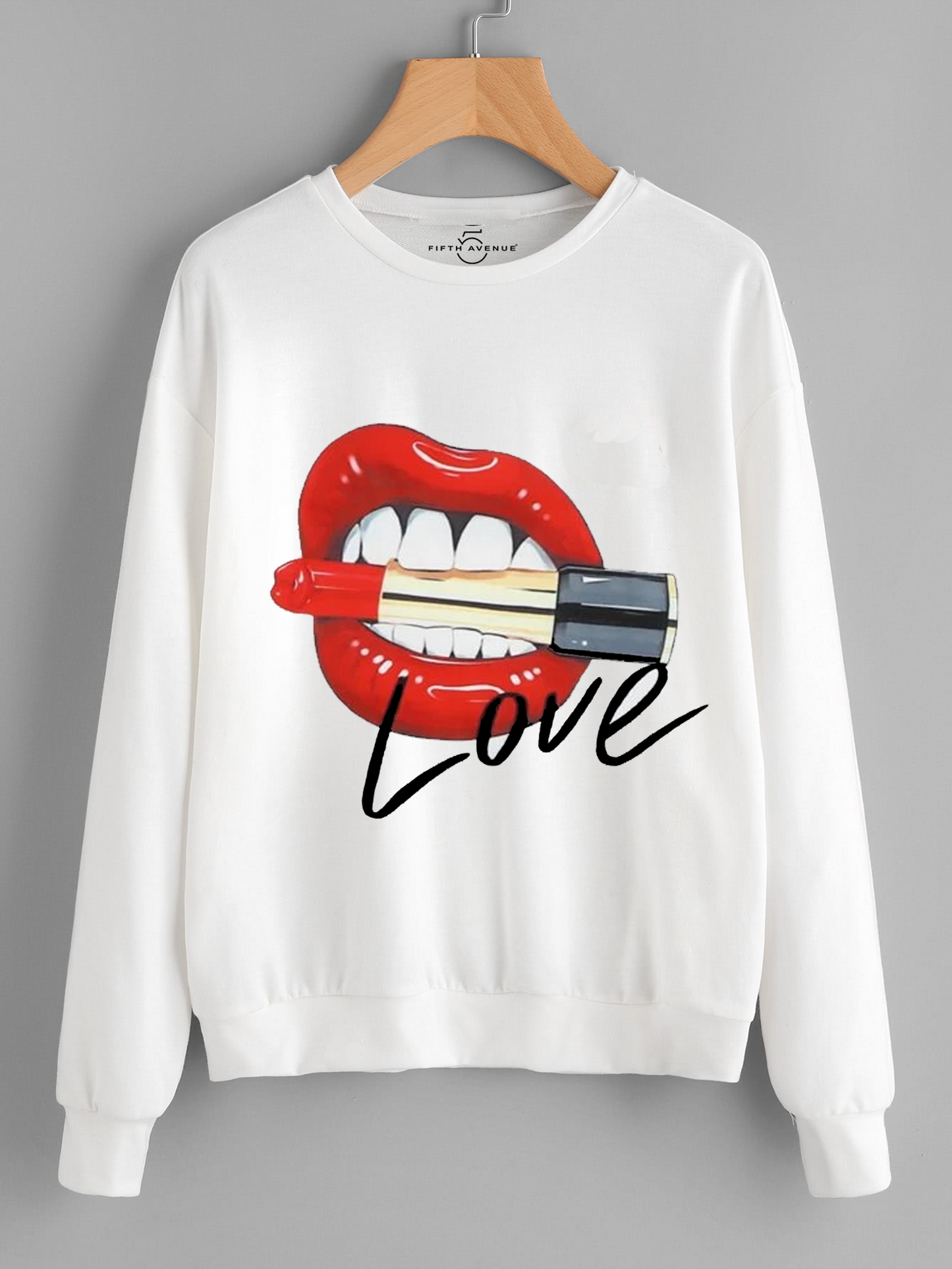 Fifth Avenue DIFT47 Love Lips Printed Sweatshirt - White