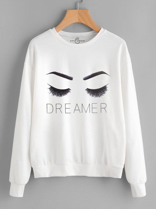 Fifth Avenue DIFT48 Dreamer Eyelashes Printed Sweatshirt - White