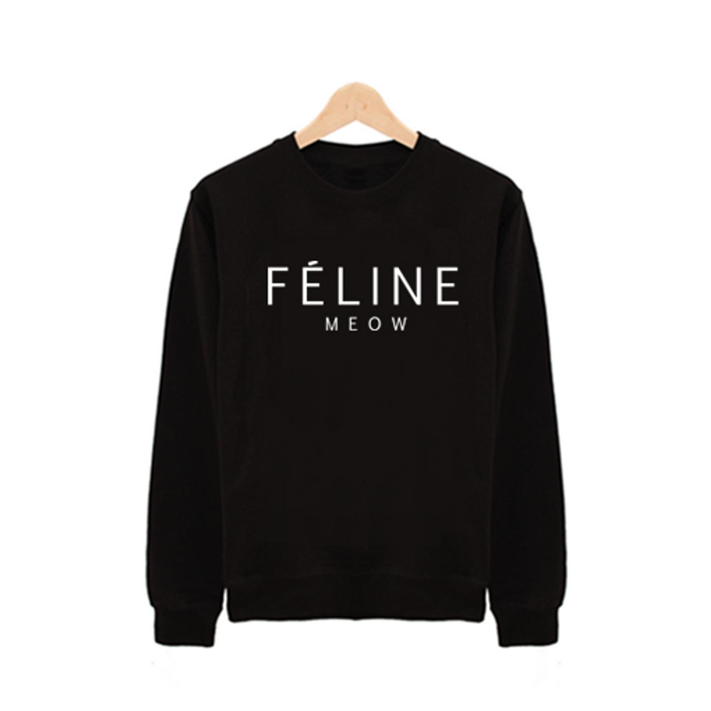 Fifth Avenue Meow Feline Printed Sweatshirt - Black